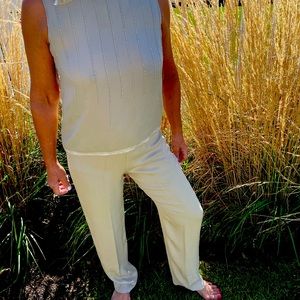 Vintage Donna Karen Tan Beaded Top & Pant